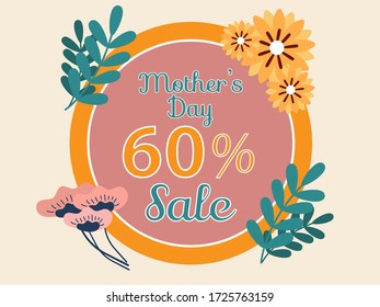 flat floral illustration poster of  mother's day sale