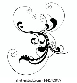 flat floral ornament vector, for frames, tattoos, carvings. EPS 10.