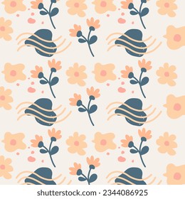 Flat floral pattern design.
Abstract neutral pale color different flowers set seamless pattern.
Abstract neutral pale color different single stylish flat flower daisy white.
