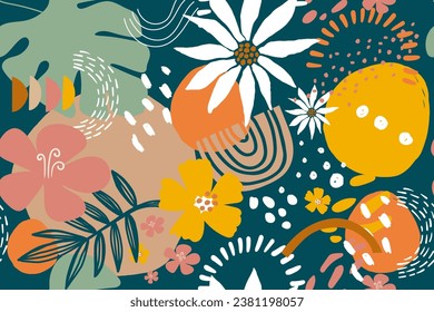 Flat floral pattern design vector in eps 10