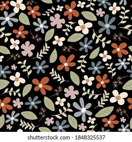 Flat Floral Seamless Pattern Background Design. Suitable for commercial purposes, decorative, interior design, textile, background and other purposes.