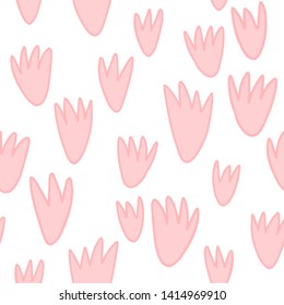 Flat floral seamless pattern. hand drawn pale tulip seamless pattern for background, fabric, wrapping paper. stock template design. nature flat spring flower motif in pink and white color. 