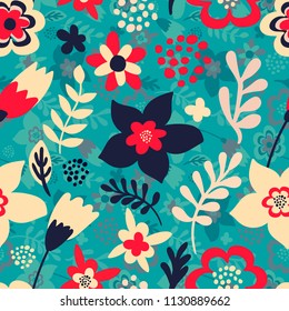 Flat Floral Seamless Pattern Template. Best For Wallpaper, Textile Cover. 