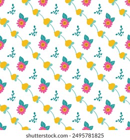 Diseño de patrón de flores de primavera floral plana