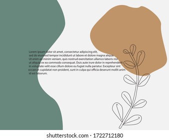 Flat floral template text for frame print design vector illustration. Web information page. Creative banner. Nature layout.