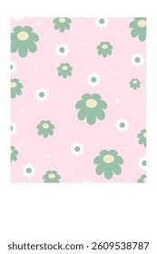 Flat flower background illustration with white border. Simple flower background decoration art.