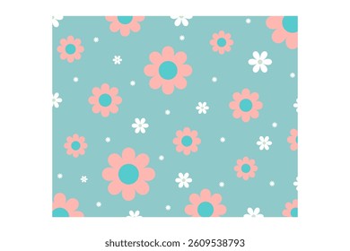 Flat flower background illustration with white border. Simple flower background decoration art.