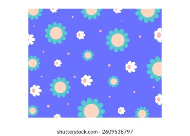 Flat flower background illustration with white border. Simple flower background decoration art.