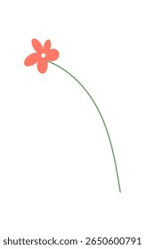 Flat flower blossom presents a simple yet elegant design. Smooth petals create a charming floral illustration. Nature concept, colorful presentation, ideal for various decorative uses.