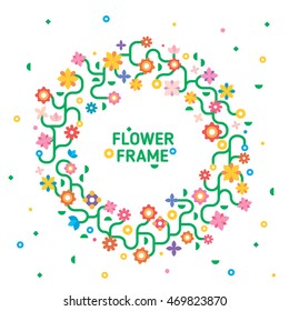 Flat Flower Bouquet  Frame Vector