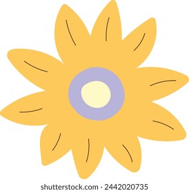 Flat flower bud element for beautiful design. Simple form. Vector drawing.