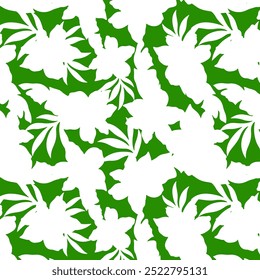 Dibujo plano de la flor. Siluetas de flores lilas en flor en estilo vintage. Elegante patrón botánico sin fisuras hecho de flores de primavera. Adorno de Naturaleza para textiles, tela, Fondo de pantalla, diseño de superficies.