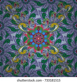 Flat Flower Elements Design. In asian textile style. Vector illustration. Beautiful fabric pattern. Colour Spring Theme seamless pattern Background. Seamless flowers pattern.