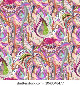 Flat Flower Elements Design. Colour Summer Theme seamless pattern Background. Cute seamless pattern. Vector floral background. Cute fabric pattern. Print.