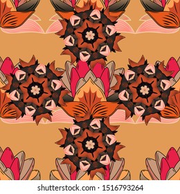 Flat Flower Elements Design. Colour Summer Theme seamless pattern Background. Trendy seamless Floral Pattern In Vector illustration. Beautiful fabric pattern.