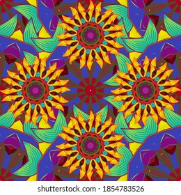 Flat Flower Elements Design. Colour Spring Theme seamless pattern Background. Beautiful fabric pattern. Seamless Floral Pattern in Vector illustration.