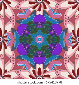 Flat Flower Elements Design. Colour Spring Theme seamless pattern Background. Fancy fabric pattern. Seamless Floral Pattern in Vector illustration.