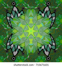 Flat Flower Elements Design. Colour Spring Theme seamless pattern Background. Flowers on neutral, black and green background. Seamless pattern with flower.