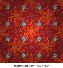 Flat Flower Elements Design. Colour Spring Theme seamless pattern Background. Flowers on red, orange and pink colors. Seamless Floral Pattern in Vector illustration.