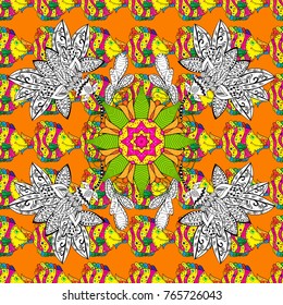 Flat Flower Elements Design. Cute floral elements. Seamless pattern Fashionable fabric pattern. Colour Spring Theme seamless pattern Background. Vector illustration.