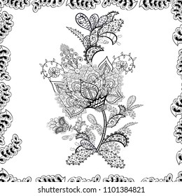 Flat Flower Elements Design. Floral fantasy design on a bright background seamless pattern. Colour Spring Theme seamless pattern Background.