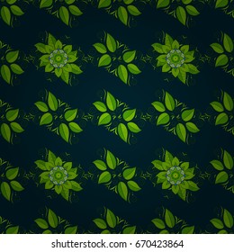 Flat Flower Elements Design. Floral fantasy design on a bright background seamless pattern. Colour Spring Theme seamless pattern Background.
