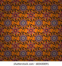 Flat Flower Elements Design. Floral fantasy design on a bright background seamless pattern. Colour Spring Theme seamless pattern Background.