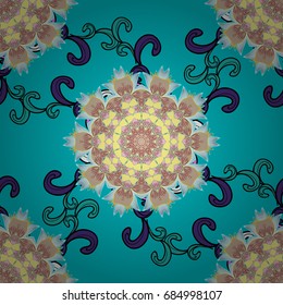 Flat Flower Elements Design. Floral seamless pattern background, summer flowers. Colour Spring Theme seamless pattern Background. Flowers on colored background.