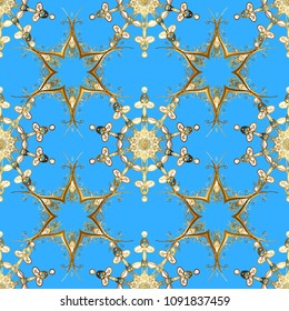 Flat Flower Elements Design. Flowers on blue, white, black, neutral and gray colors. Seamless Floral Pattern in Vector illustration. Colour Summer Theme seamless pattern Background.