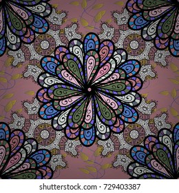Flat Flower Elements Design. Flowers on black, neutral and white colors. Seamless Floral Pattern in Vector illustration. Colour Spring Theme seamless pattern Background.