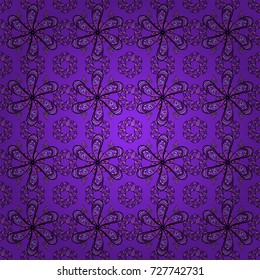 Flat Flower Elements Design. Trendy seamless Floral Pattern In Vector illustration. Colour Summer Theme seamless pattern Background. Flowers on violet, black and purple colors.