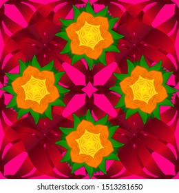 Flat Flower Elements Design. Vector. Colour Spring Theme seamless pattern Background.