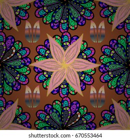 Flat Flower Elements Design. Vector illustration. Colour Spring Theme seamless pattern Background. Seamless Chichi fabric pattern. Flowers pattern.