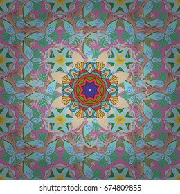 Flat Flower Elements Design. Vector. Colour Spring Theme seamless pattern Background.