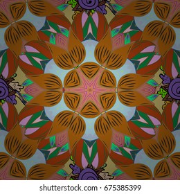Flat Flower Elements Design. Vector Fashionable fabric pattern. Cute flowers pattern with background. Colour Spring Theme seamless pattern Background.