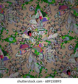 Flat Flower Elements Design Vector illustration. Seamless floral pattern with flowers, watercolor. Flowers on colorful background.