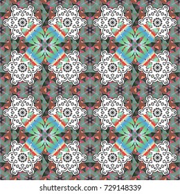 Flat Flower Elements Design. Vector Cute fabric pattern. Seamless vintage. Colour Spring Theme seamless pattern Background.