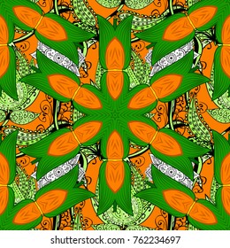 Flat Flower Elements Design. Vector illustration. Seamless Chichi fabric pattern. Flowers pattern. Colour Spring Theme seamless pattern Background.