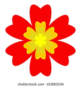 Flat flower. Icon. Red flower symbol illustration