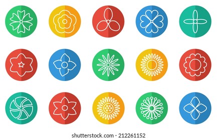 Flat flower icon set