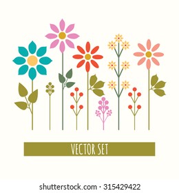 flat  flower icons in silhouette isolated. design for  tags, stickers, labels, gift wrapping paper.