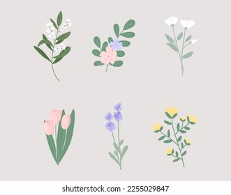 Flat flower illustration on brown background.