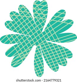 flat flower with line print isolated on white.