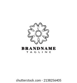 logotipo de flor plana caricatura plantilla diseño de icono negro ilustración de vector aislado