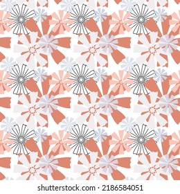 Flat flower seamless pattern. Abstract floral vector illustration. Summer holiday backdrop. Wallpaper, background, fabric, textile, print, wrapping paper or package design.