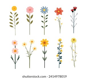 Flat Flower set vector illustration editable eps