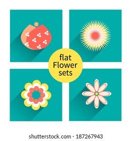 Flat flower sets, vector