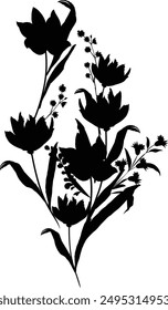 Flache Blume Silhouette Vektorgrafik weiß Hintergrund