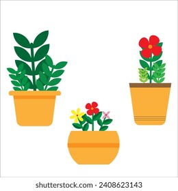 Flat Flower with Vas Illustration