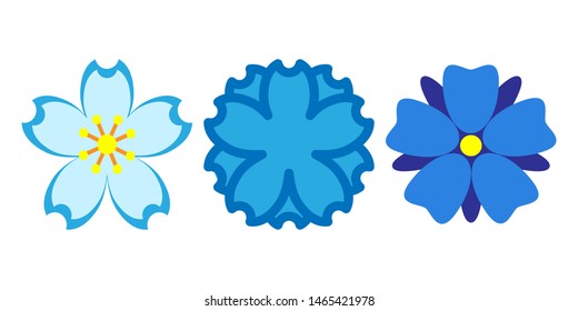 flat flower vector set isolated on white background